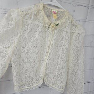 VINTAGE LACE JACKET Womens M Candi Jones Cream Never Worn Long Sleeve Romantic